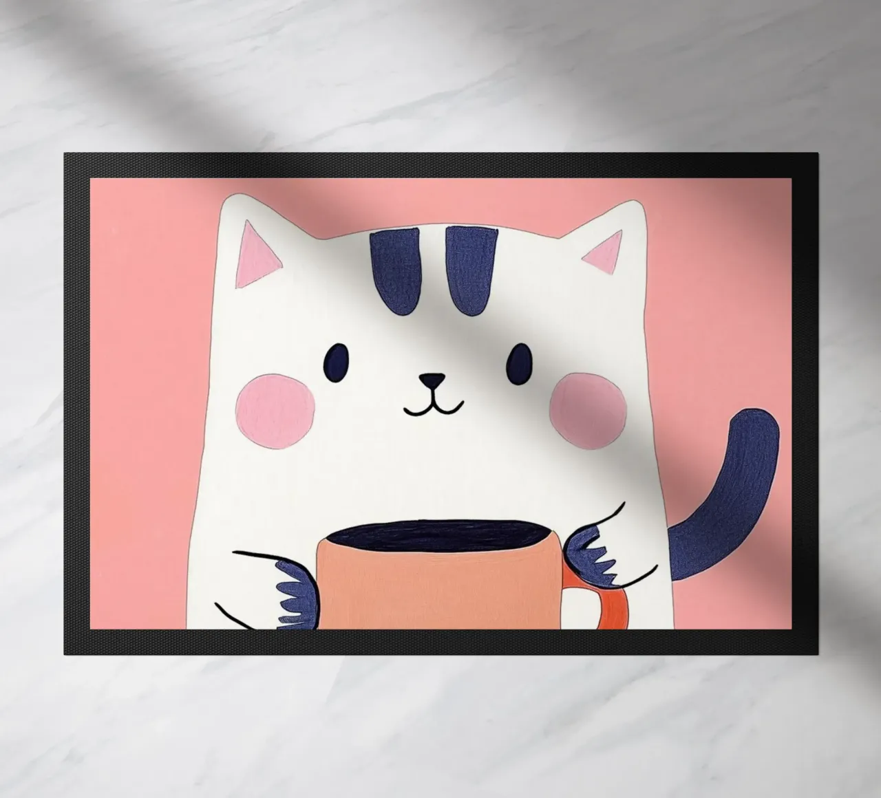 Pausa caffè con un bel gatto zerbino da Carinaprint