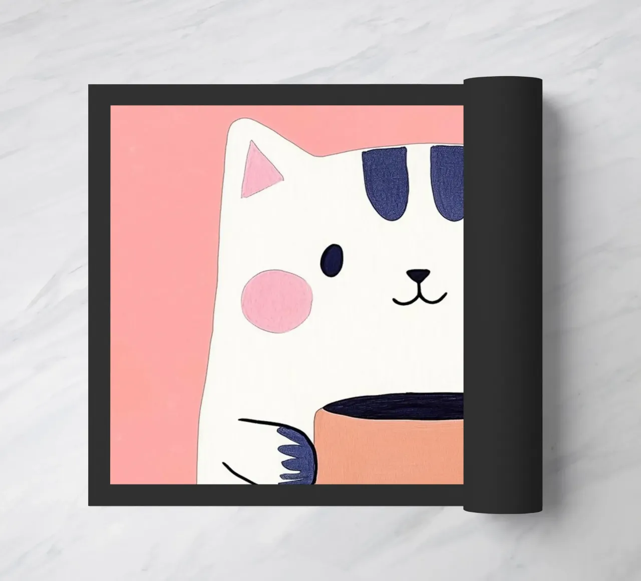 Pausa caffè con un bel gatto zerbino da Carinaprint