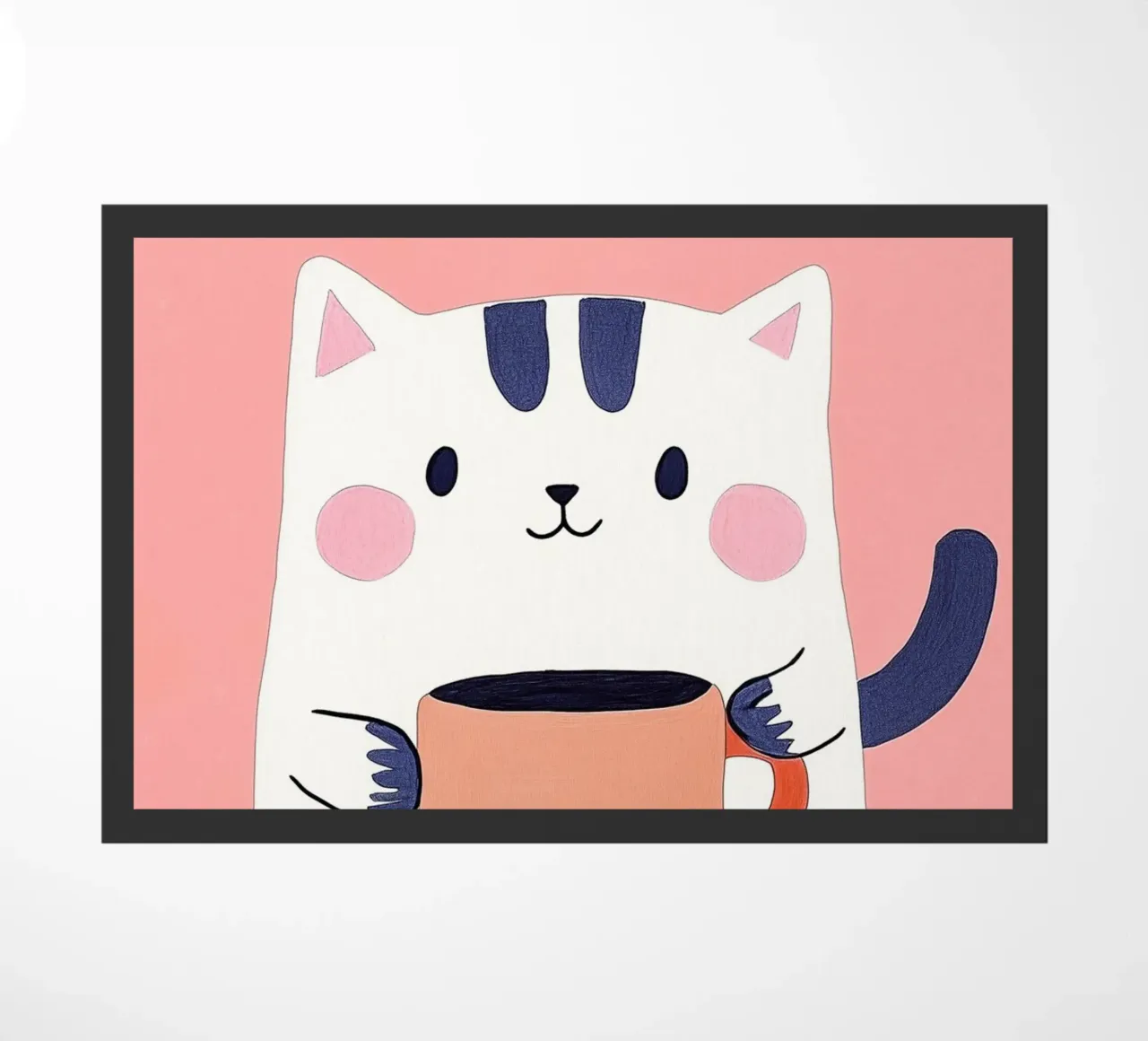 Pausa caffè con un bel gatto zerbino da Carinaprint