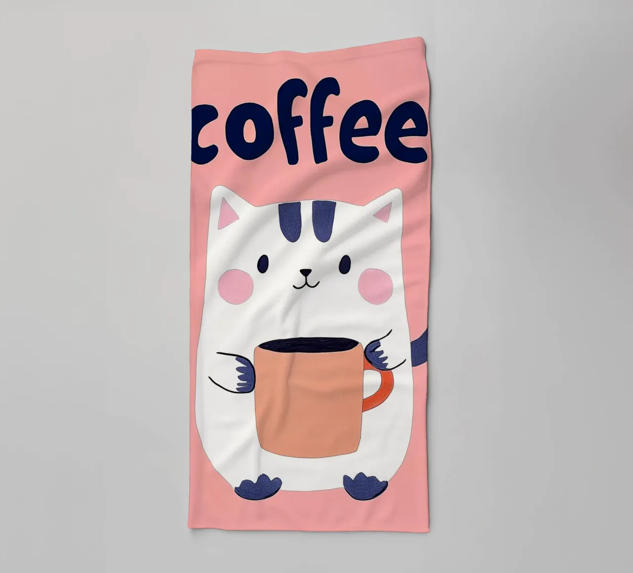 Pausa caffè con un bel gatto asciugamano da bagno da Carinaprint