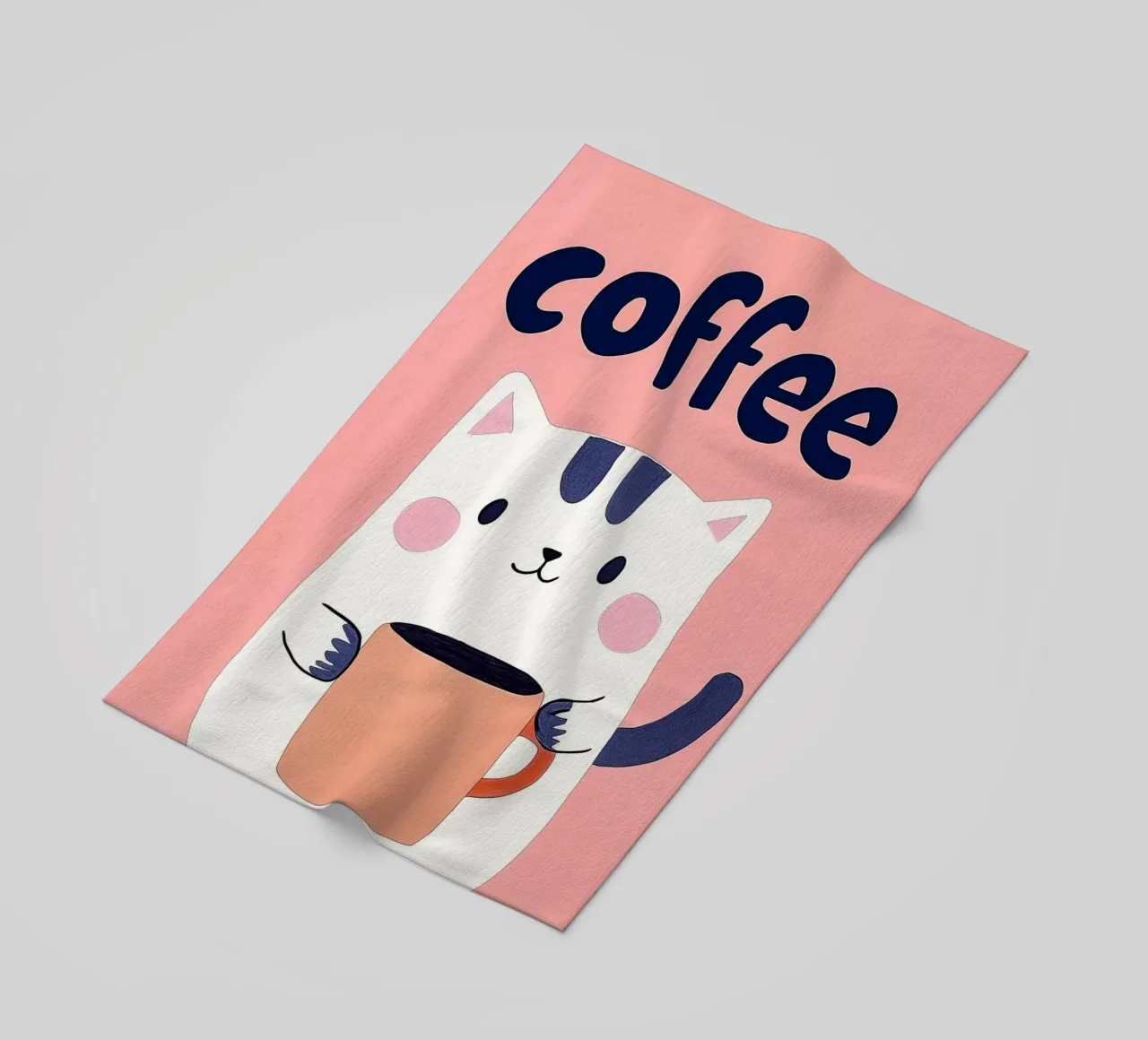 Pausa caffè con un bel gatto telo mare da Carinaprint