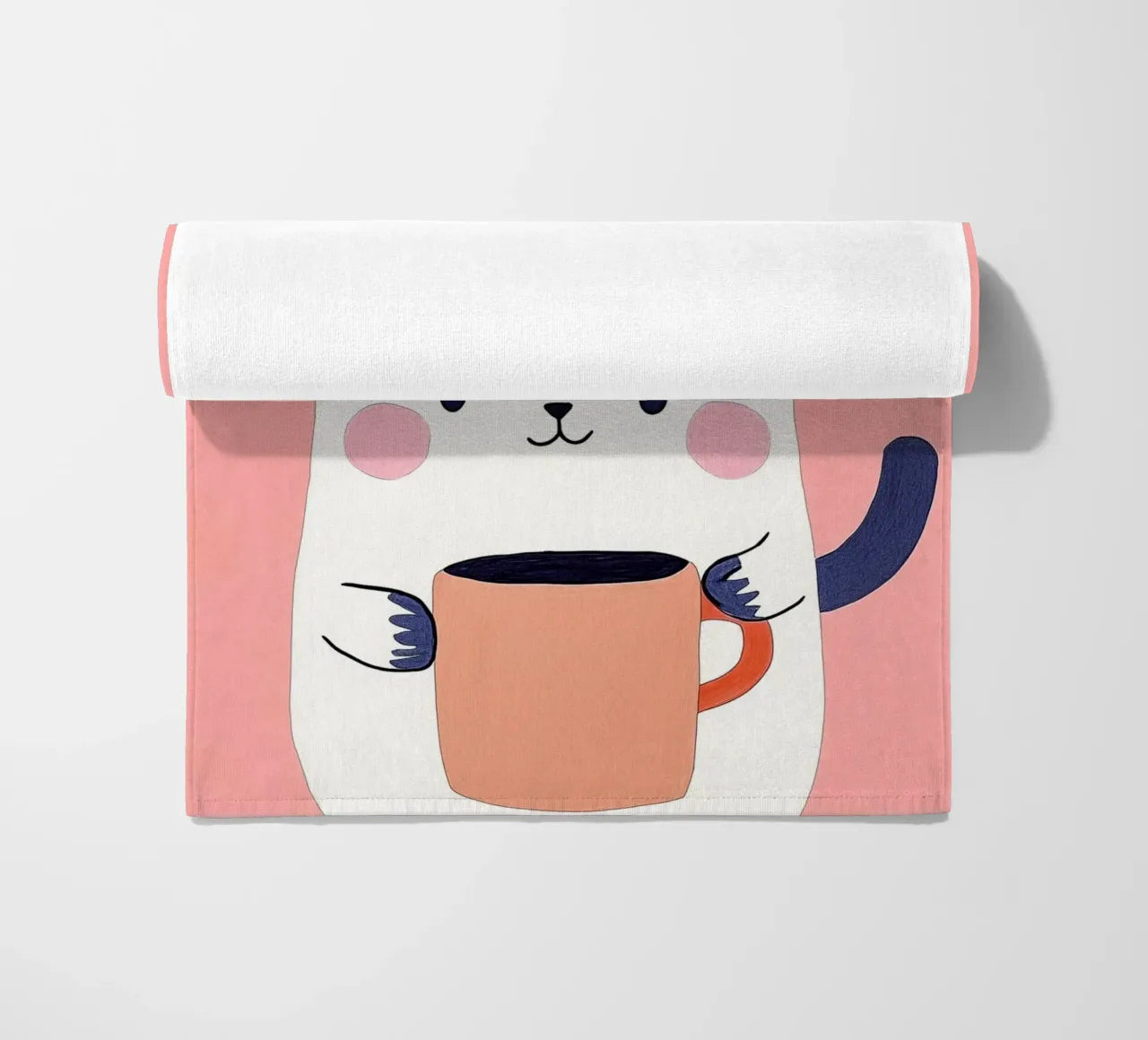 Pausa caffè con un bel gatto telo mare da Carinaprint