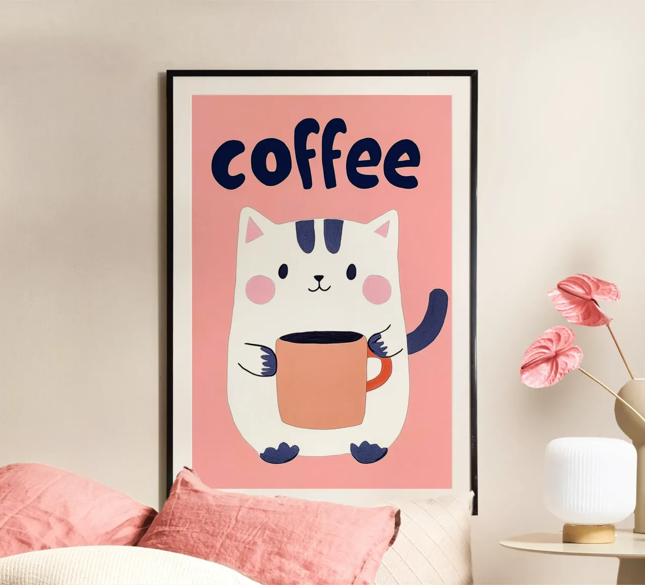 Pausa caffè con un bel gatto carta hahnemühle da Carinaprint