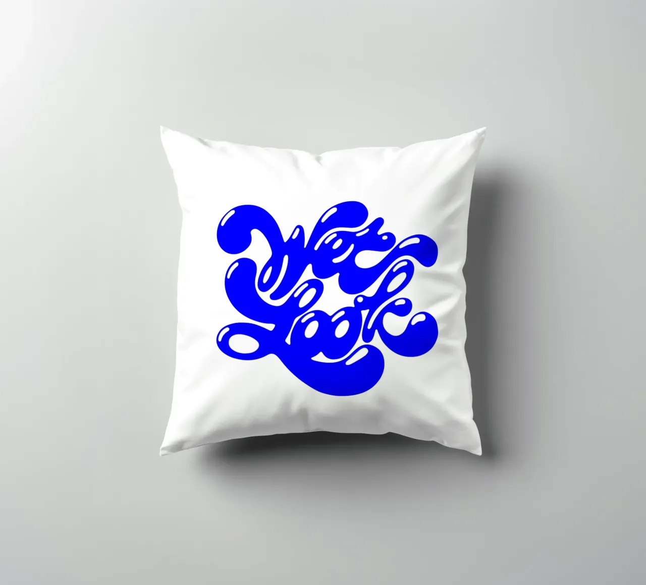 wet look, statement typography decorative cushion by The True Type