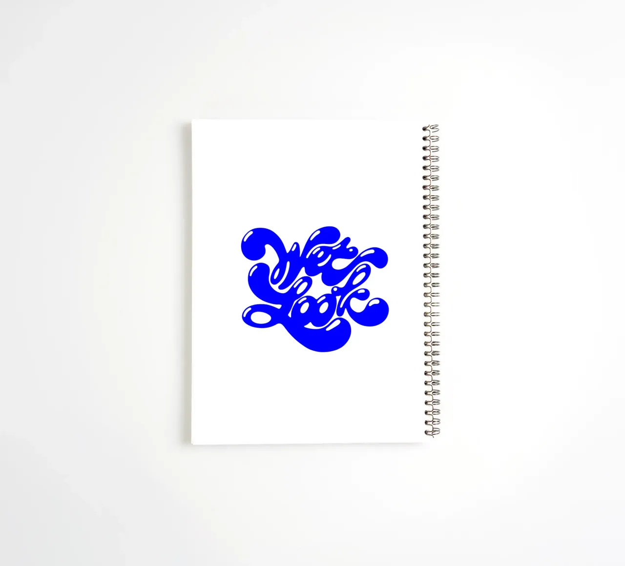 wet look, statement typography spiral notebook by The True Type