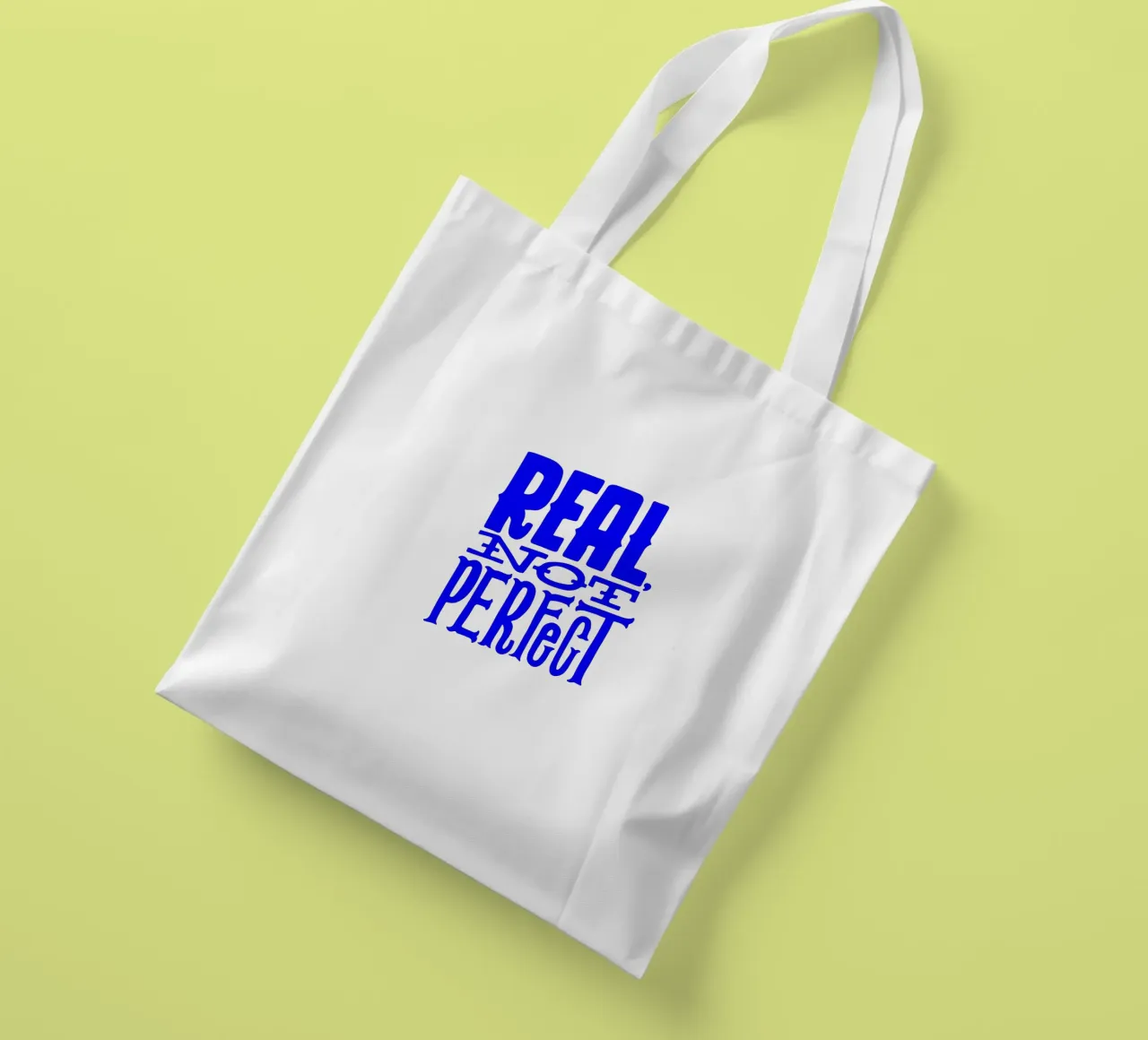 real not perfect, take your time, motivational statement quo tote bag by The True Type