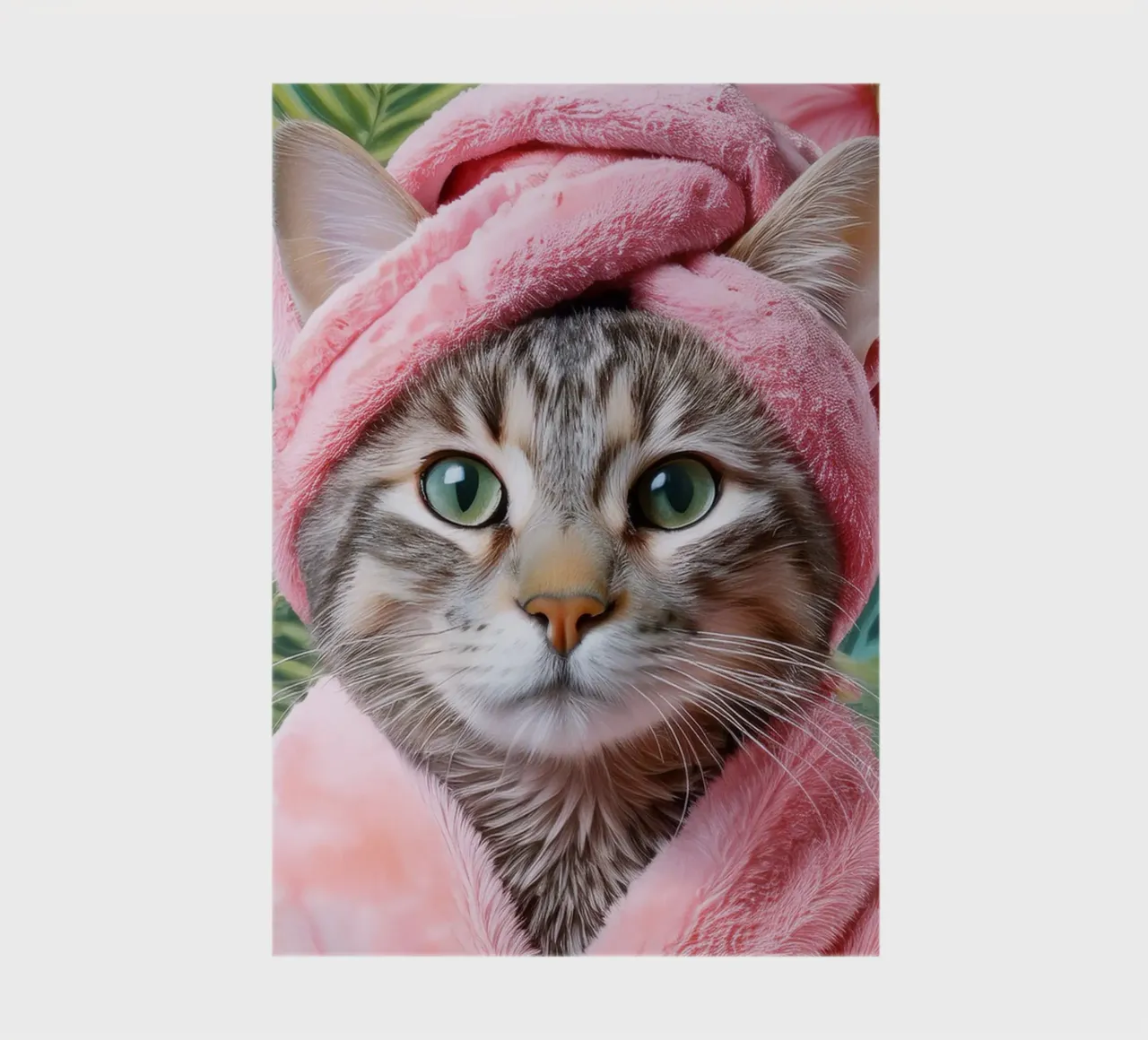 Relaxing Cat in Pink Robe and Towel Spa-Themed Cat Portrait notebook by FlexiDesignsByK