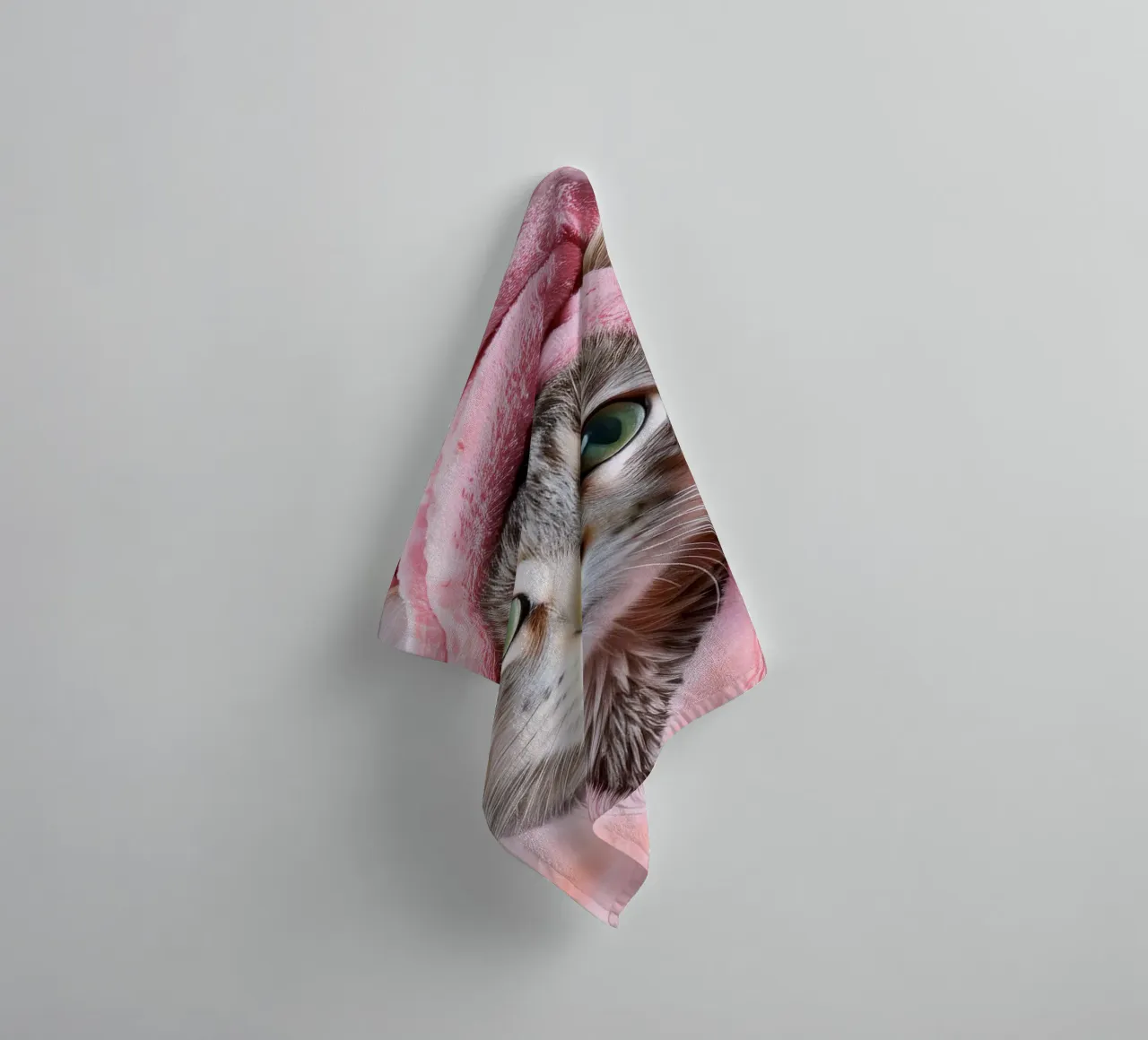 Relaxing Cat in Pink Robe and Towel Spa-Themed Cat Portrait towel by FlexiDesignsByK