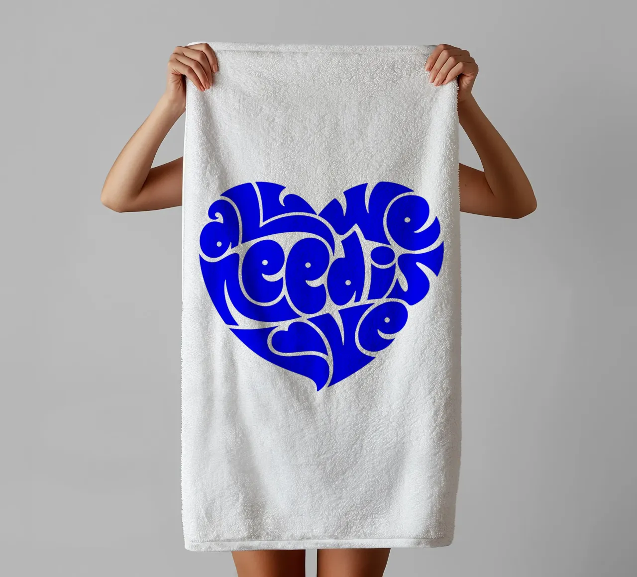 La vie de tous les jours est une affaire d'amour, citation d'une déclaration de motivation serviette de bain de The True Type