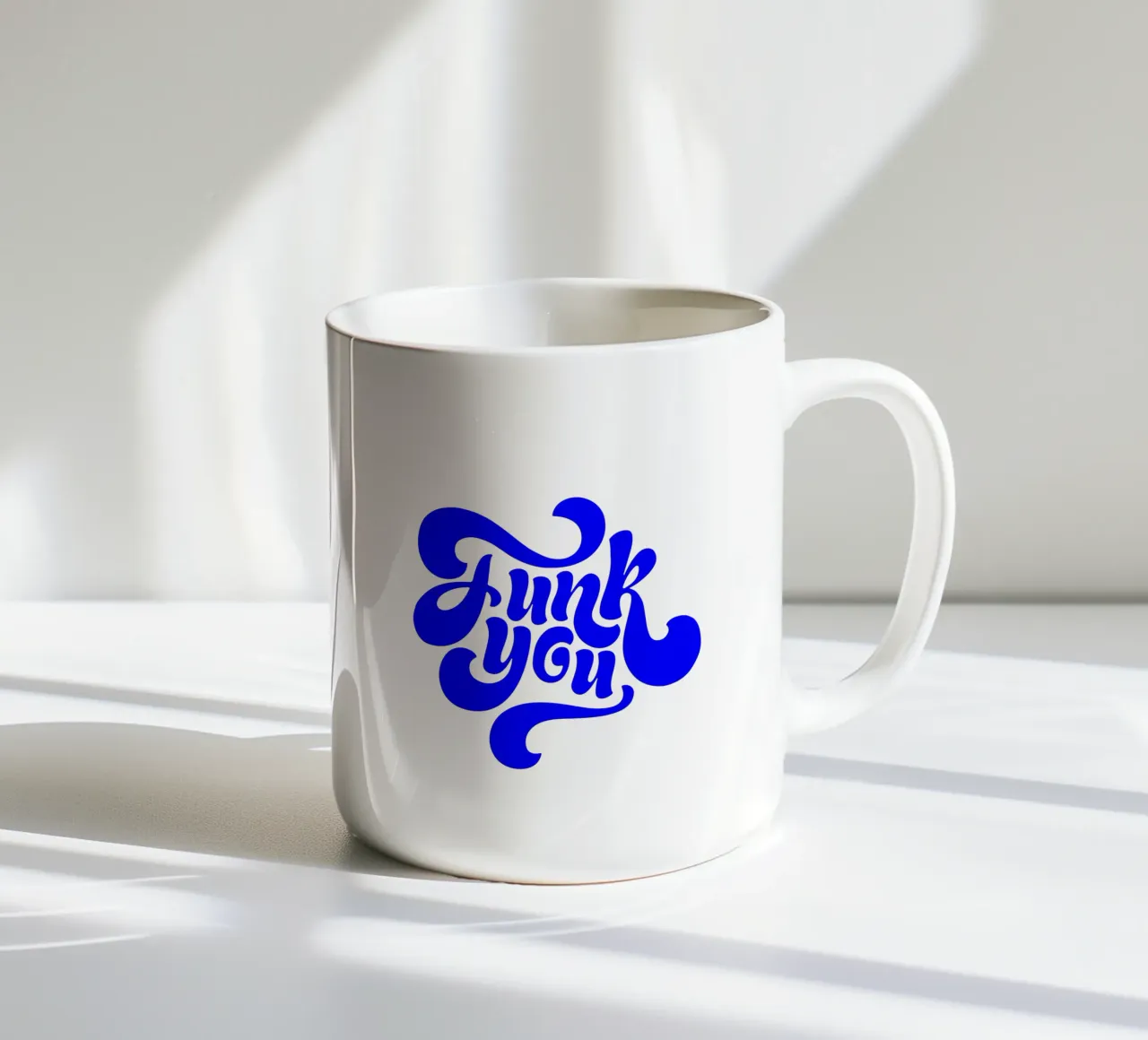 funk you, play on words, motivational statement quote ceramic mug by The True Type