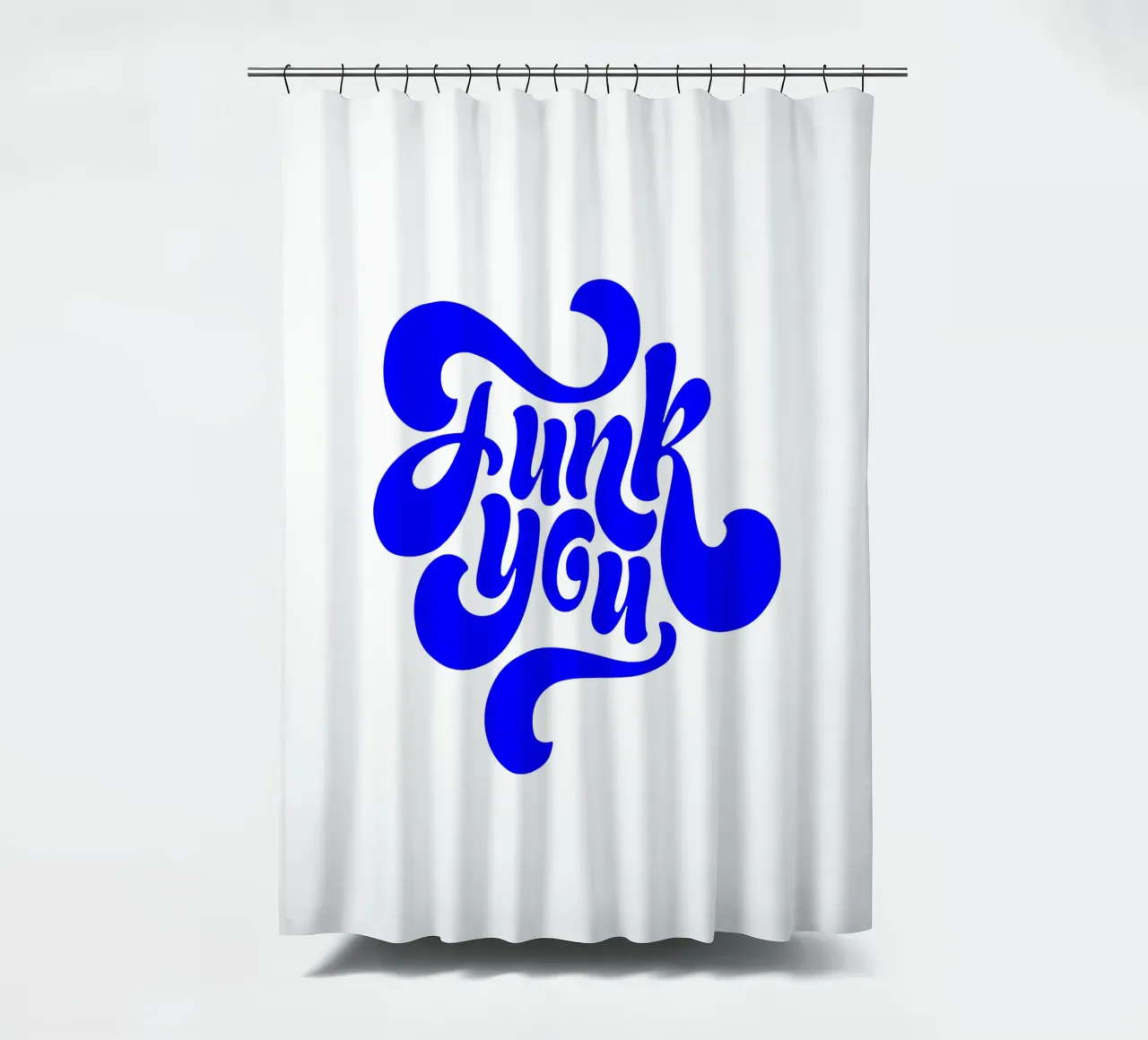 funk you, play on words, motivational statement quote shower curtain by The True Type