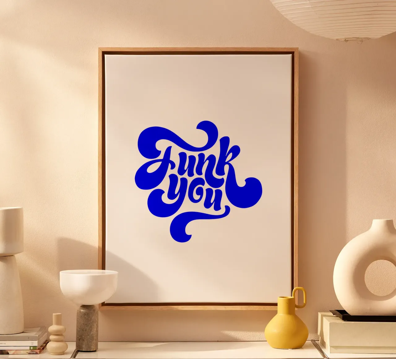 funk you, play on words, motivational statement quote canvas with Floater frame by The True Type