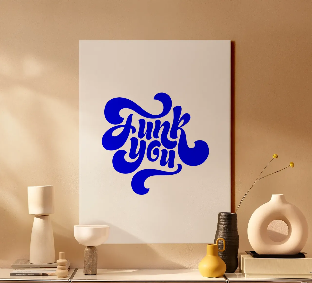 funk you, play on words, motivational statement quote canvas with Floater frame by The True Type
