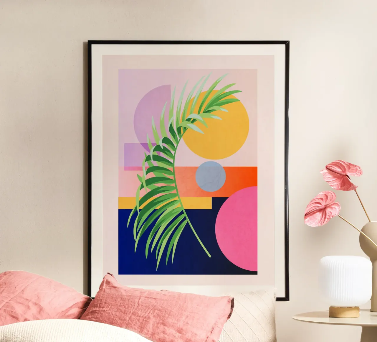 Geometria tropicale 39 poster con telaio in legno da Gaite