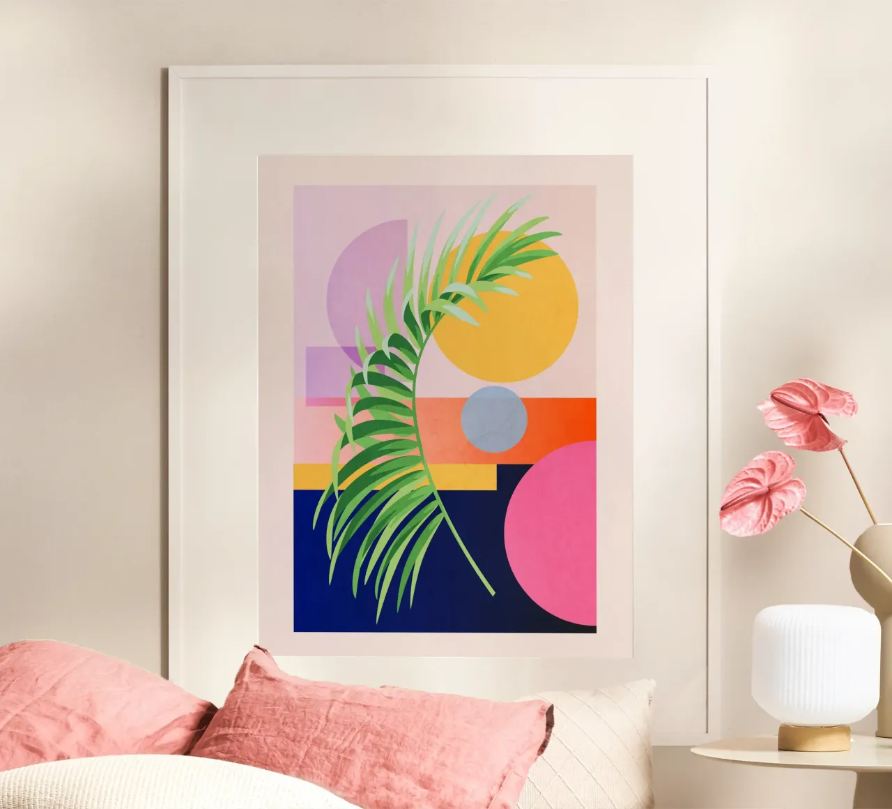 Geometria tropicale 39 poster con telaio in legno da Gaite