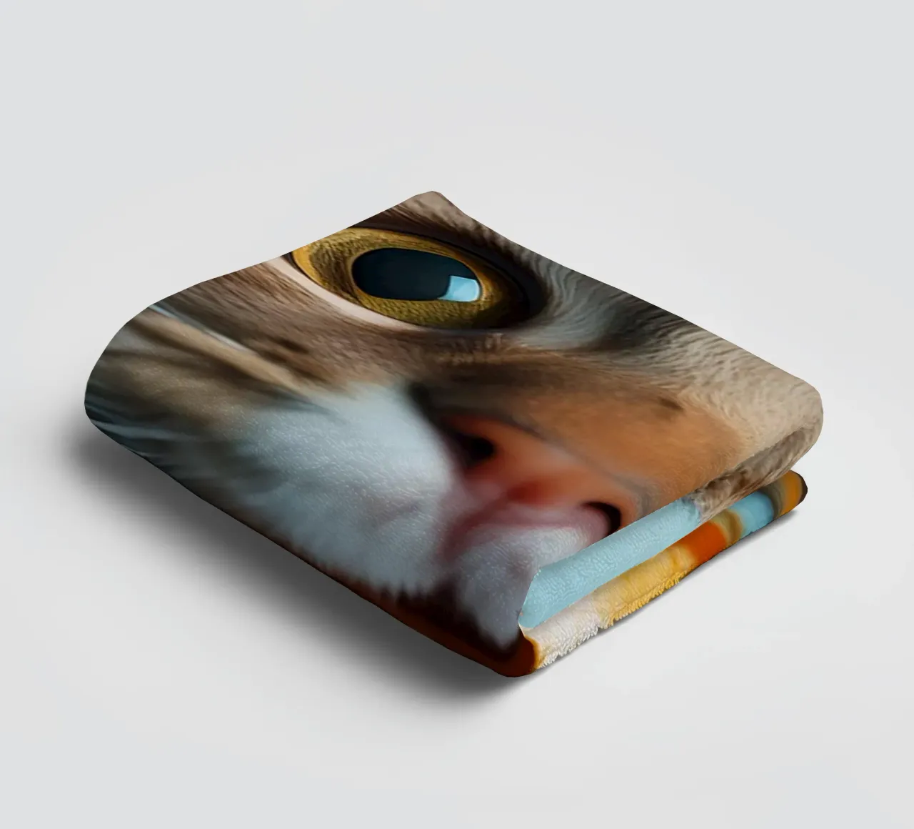 Chat amusant tenant un poisson rouge | Portrait ludique et décalé serviette de bain de FlexiDesignsByK