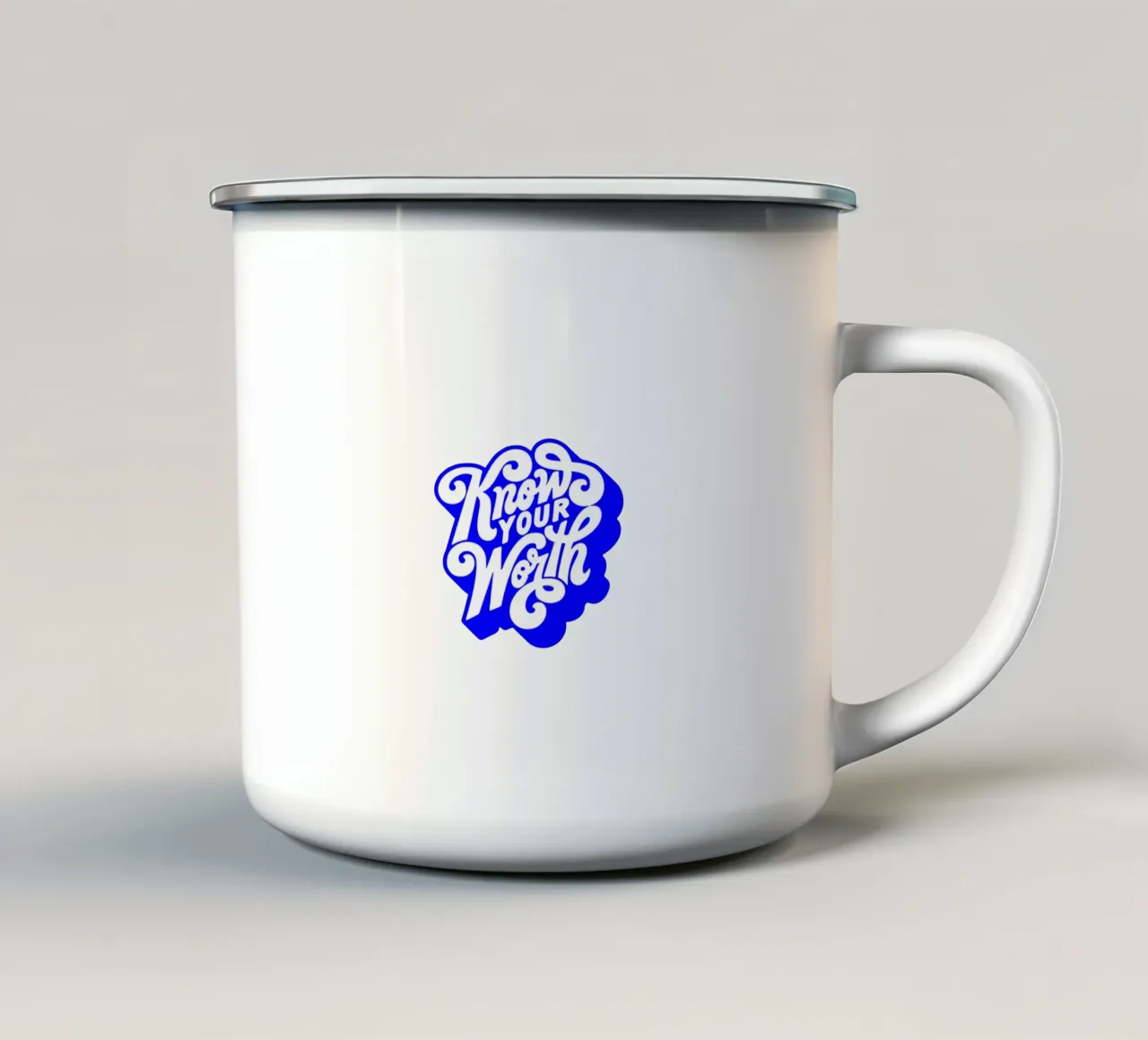 Connaître sa valeur, citation d'une déclaration de motivation mug en émail de The True Type