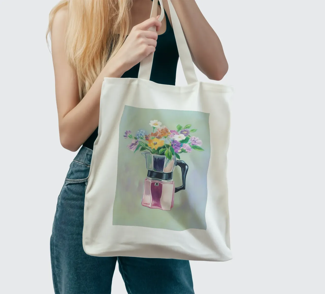 Espresso Blumenzauber borsa in juta da Carinaprint