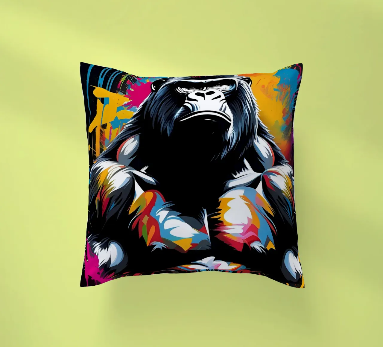 Gorilla art, graffiti decorative cushion by MakArena