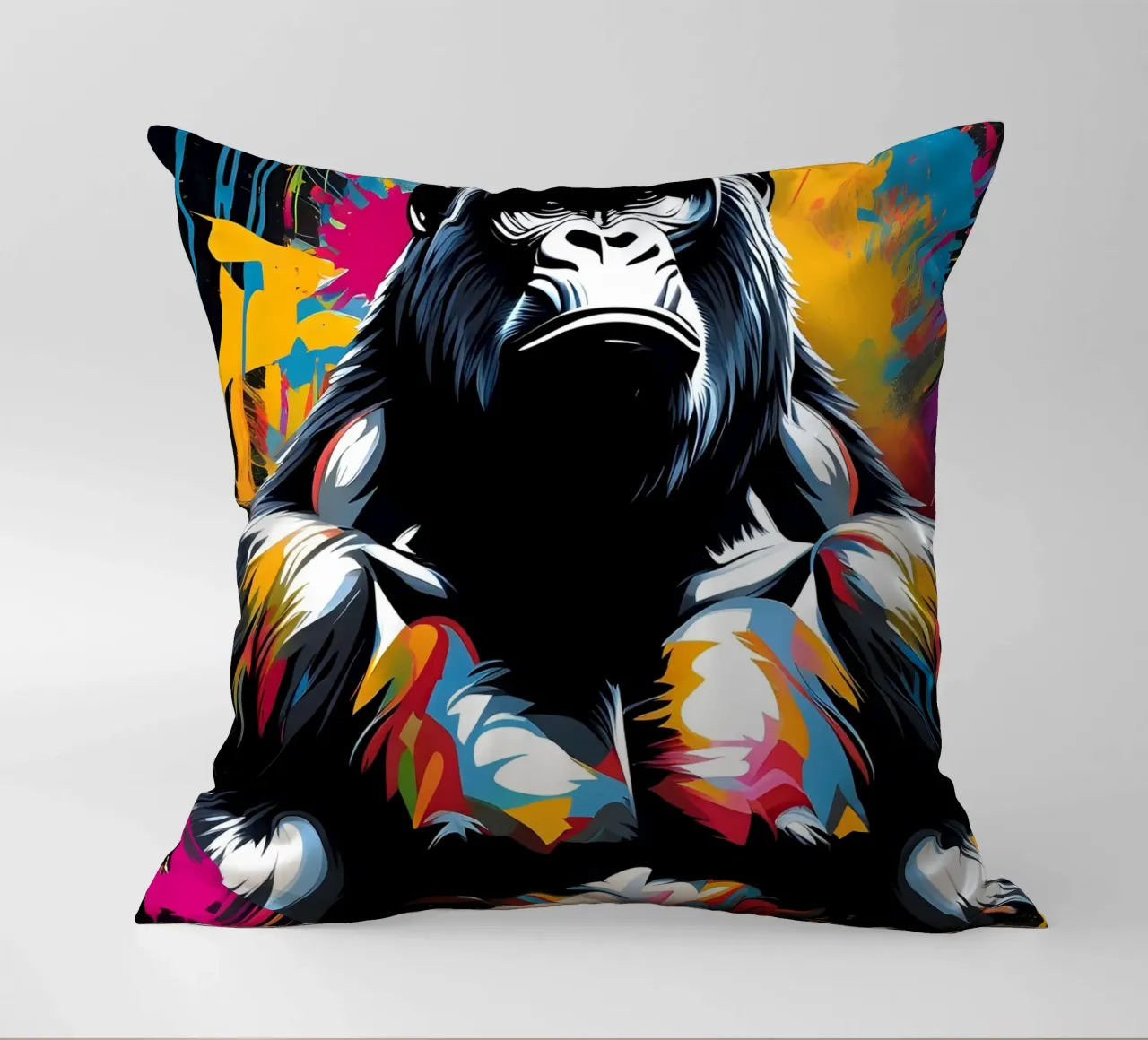 Gorilla art, graffiti decorative cushion by MakArena