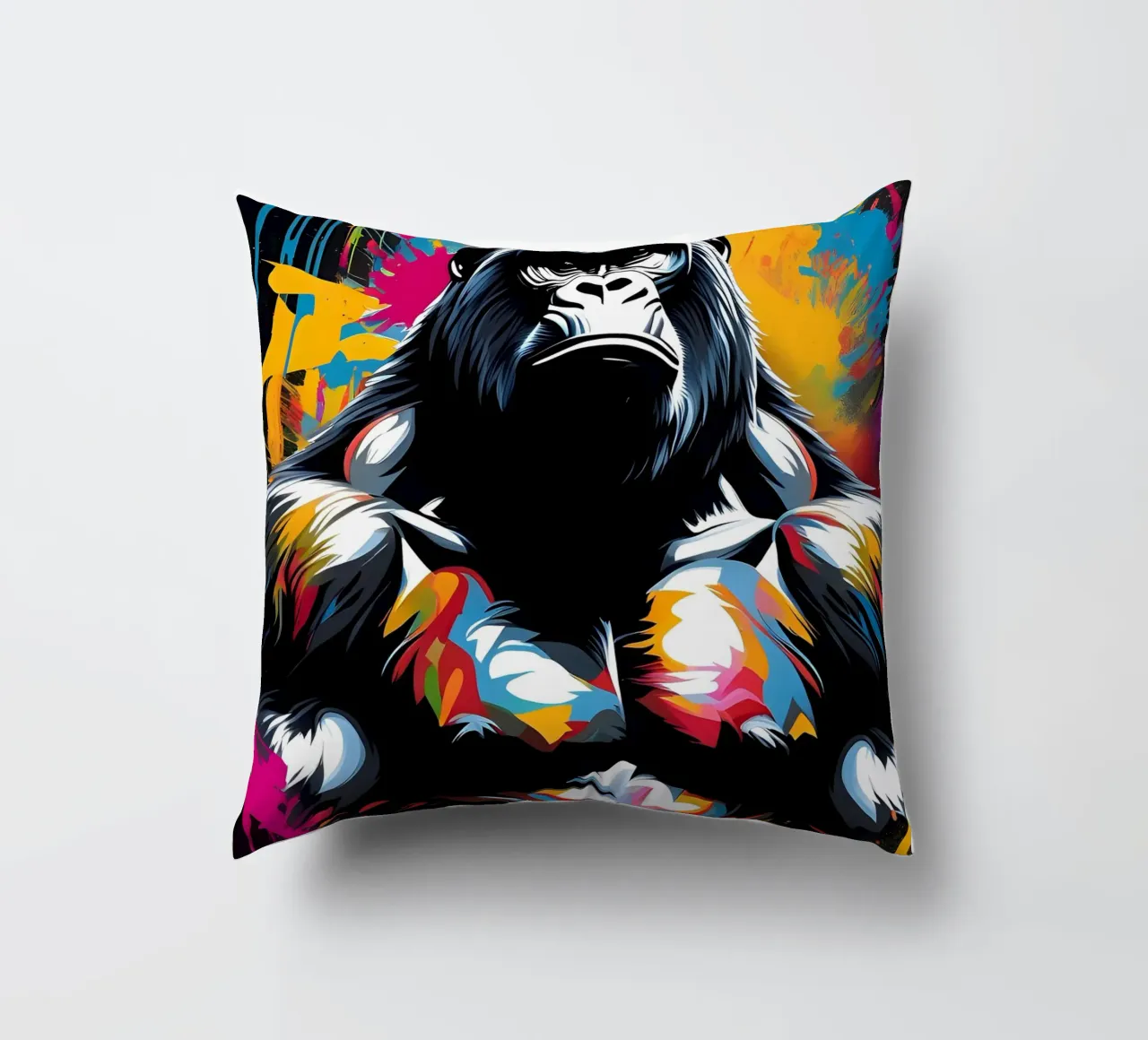 Gorilla art, graffiti decorative cushion by MakArena