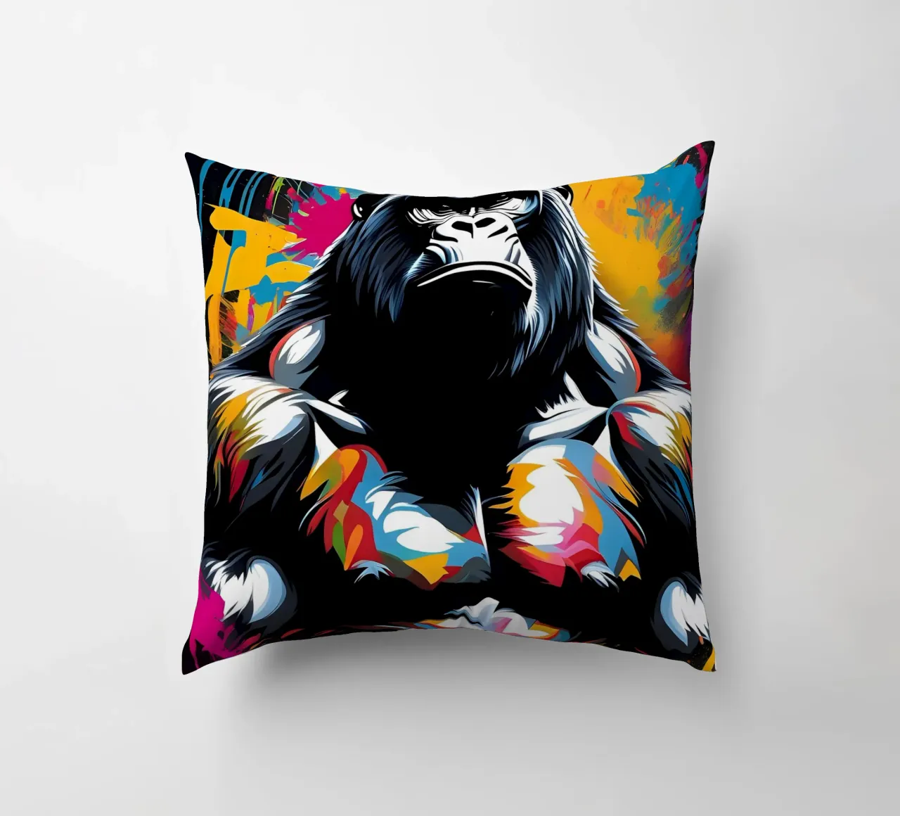 Gorilla art, graffiti decorative cushion by MakArena