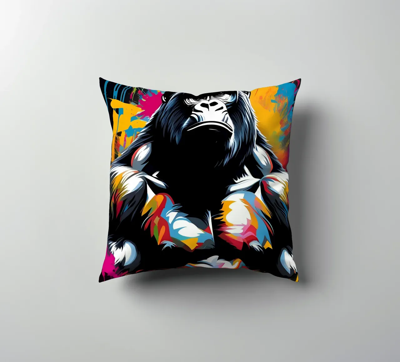Gorilla art, graffiti decorative cushion by MakArena