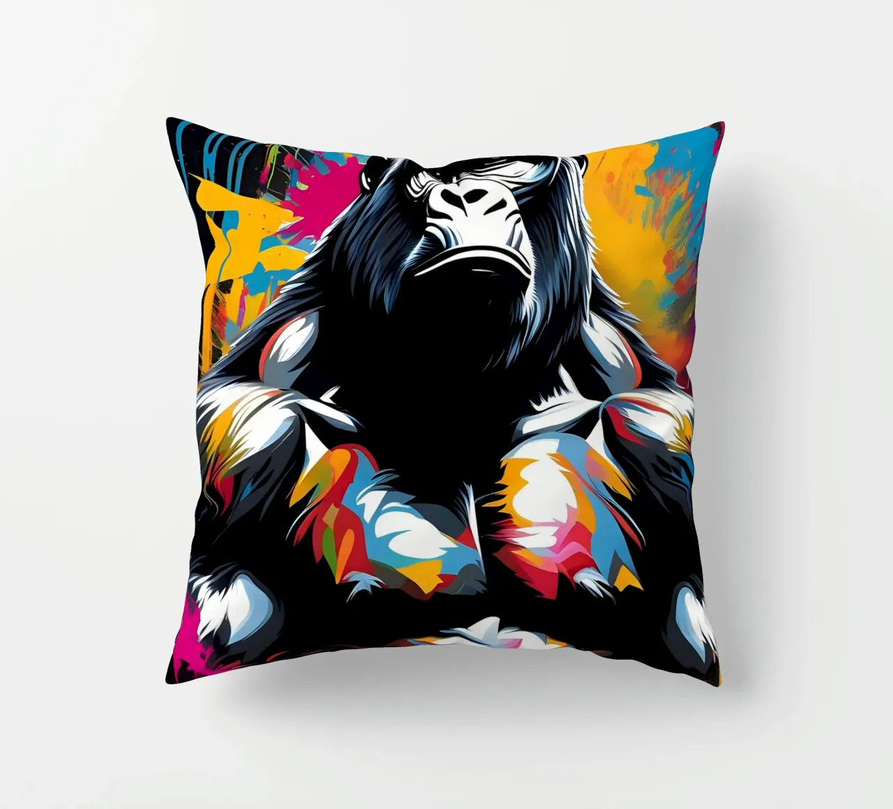 Gorilla art, graffiti decorative cushion by MakArena