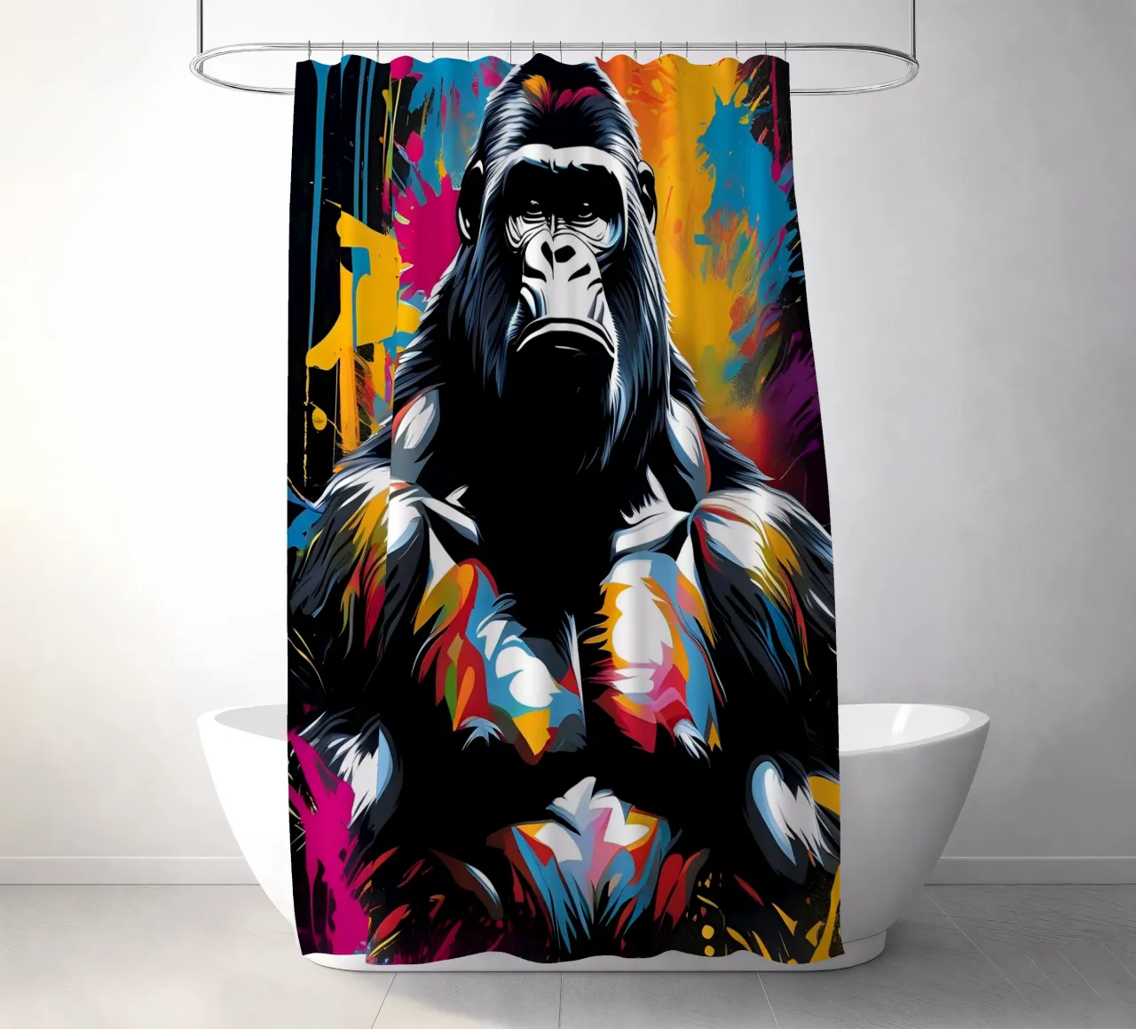 Gorilla art, graffiti shower curtain by MakArena