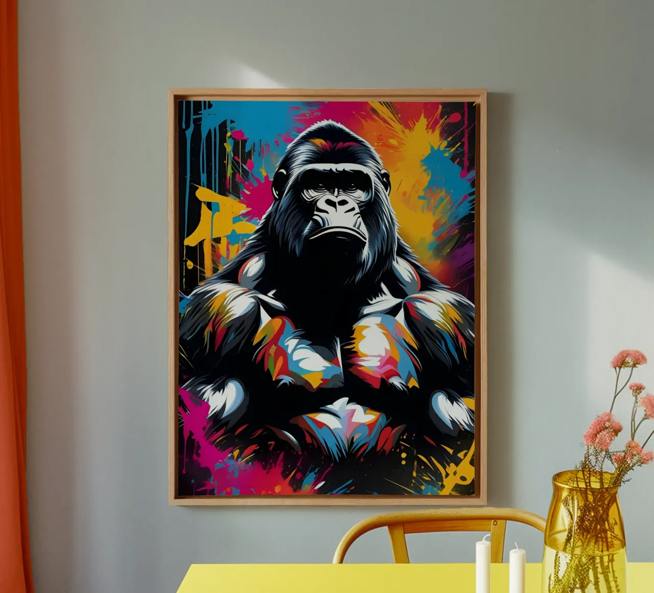 Gorilla art, graffiti tela con Cornice a cassetta da MakArena