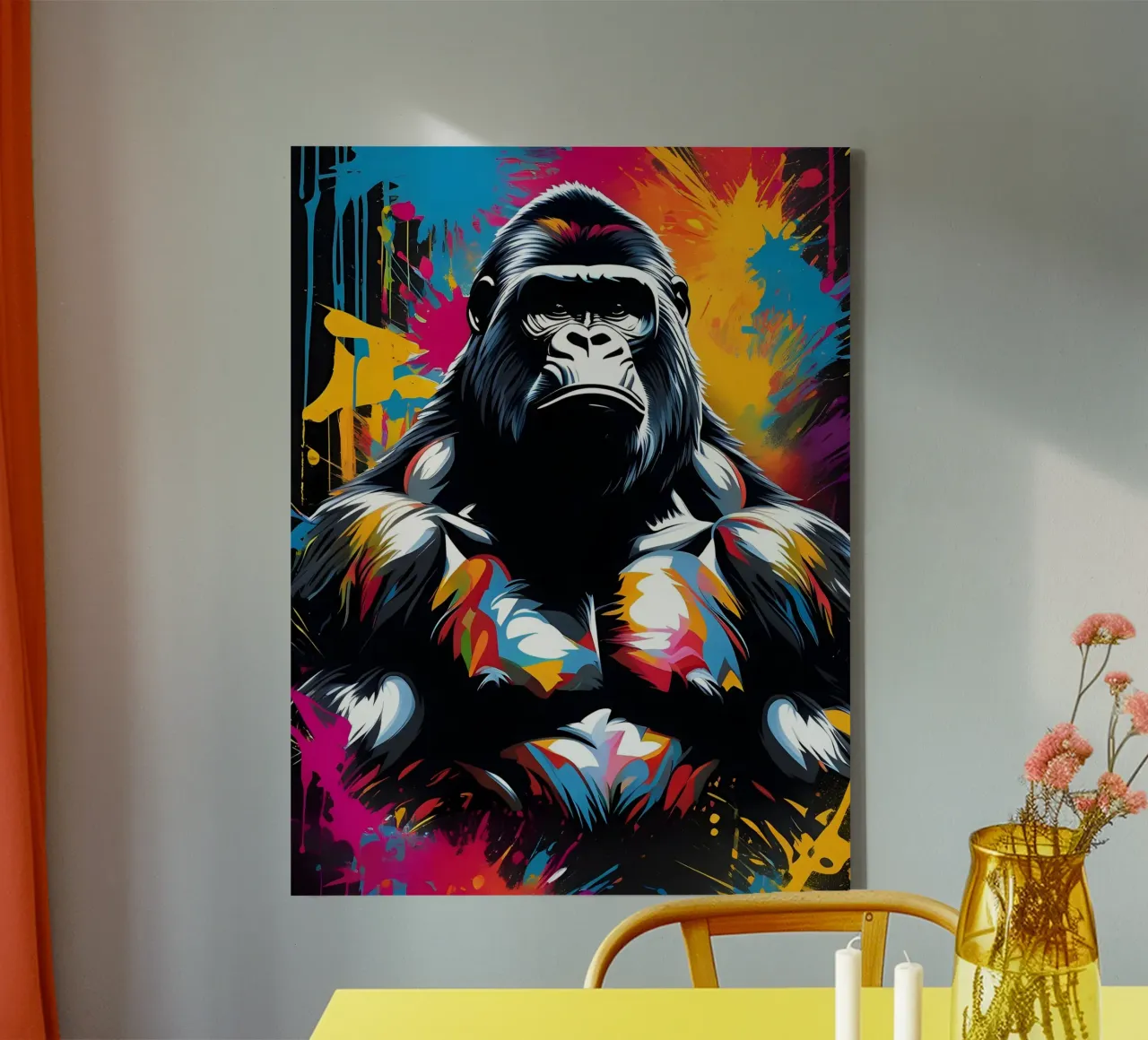 Gorilla art, graffiti tela con Cornice a cassetta da MakArena