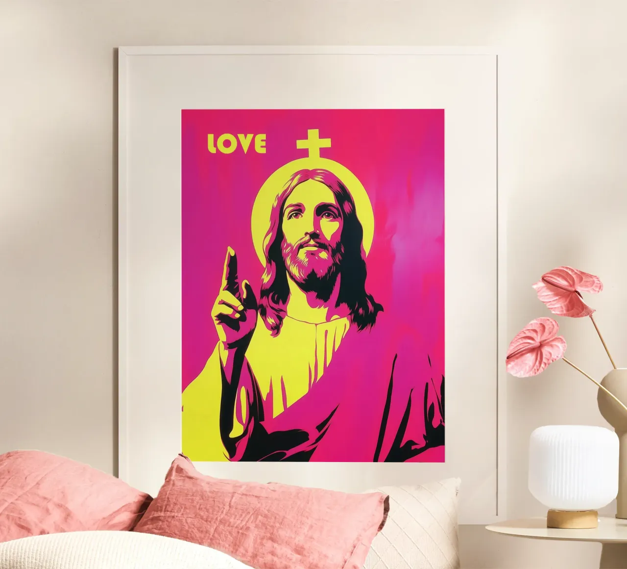 Rosa Neon Jesus | Liebe Pop Art Poster von Autofocus