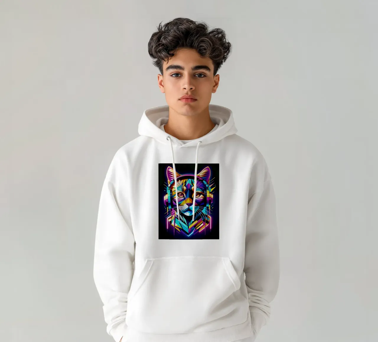 Gato con auriculares sudadera con capucha de MakArena
