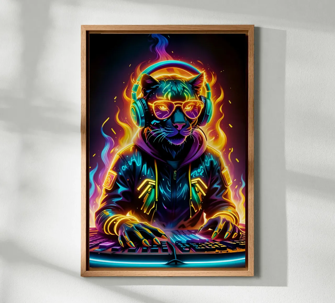 Black Panther DJ canvas with Floater frame by MakArena