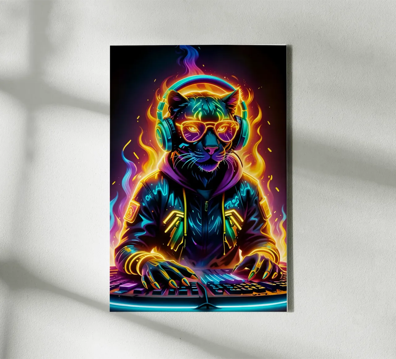 Black Panther DJ canvas with Floater frame by MakArena
