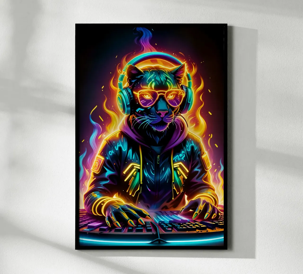 Black Panther DJ poster con telaio in alluminio da MakArena
