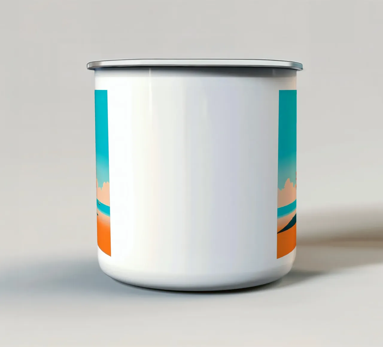 Miami Beach (arancione) tazza in smalto da Digital Naive