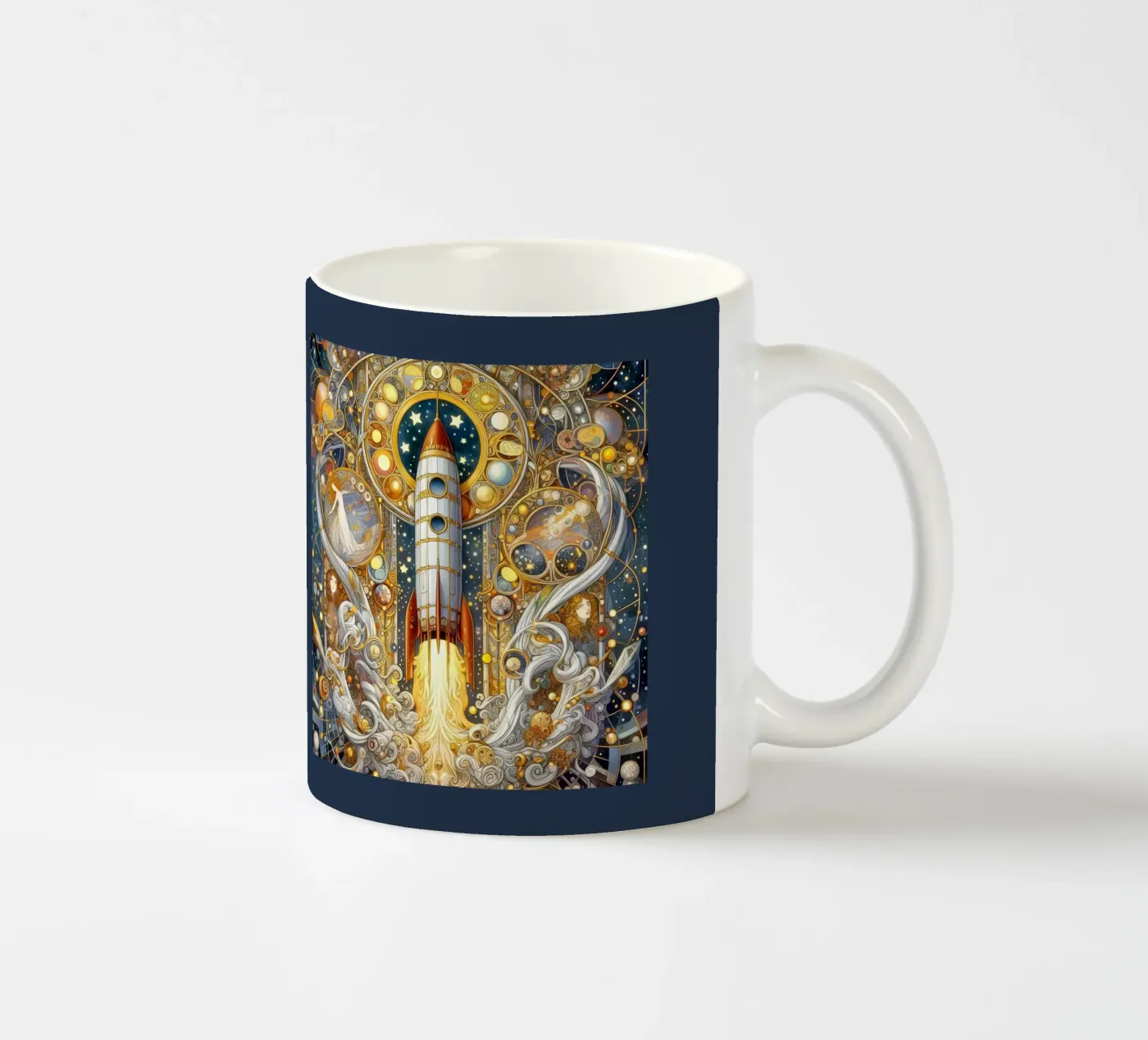 Rocket ceramic mug by Art-Nouveau-Dsg