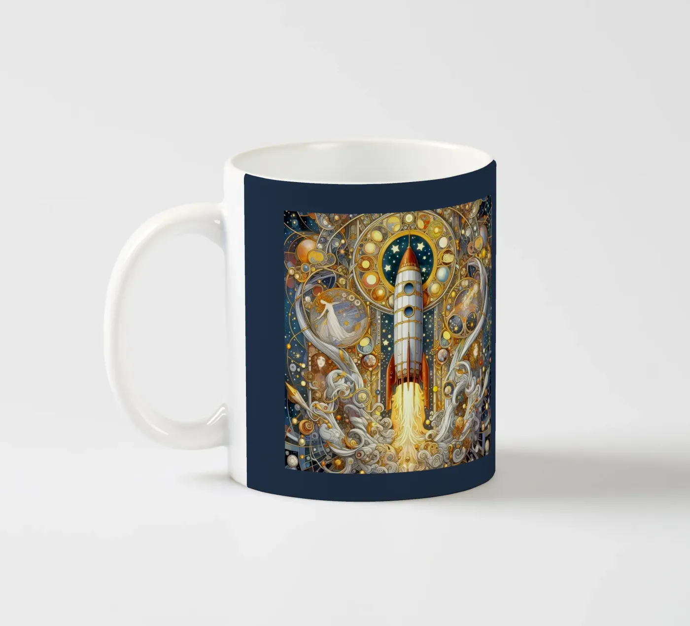 Rocket ceramic mug by Art-Nouveau-Dsg