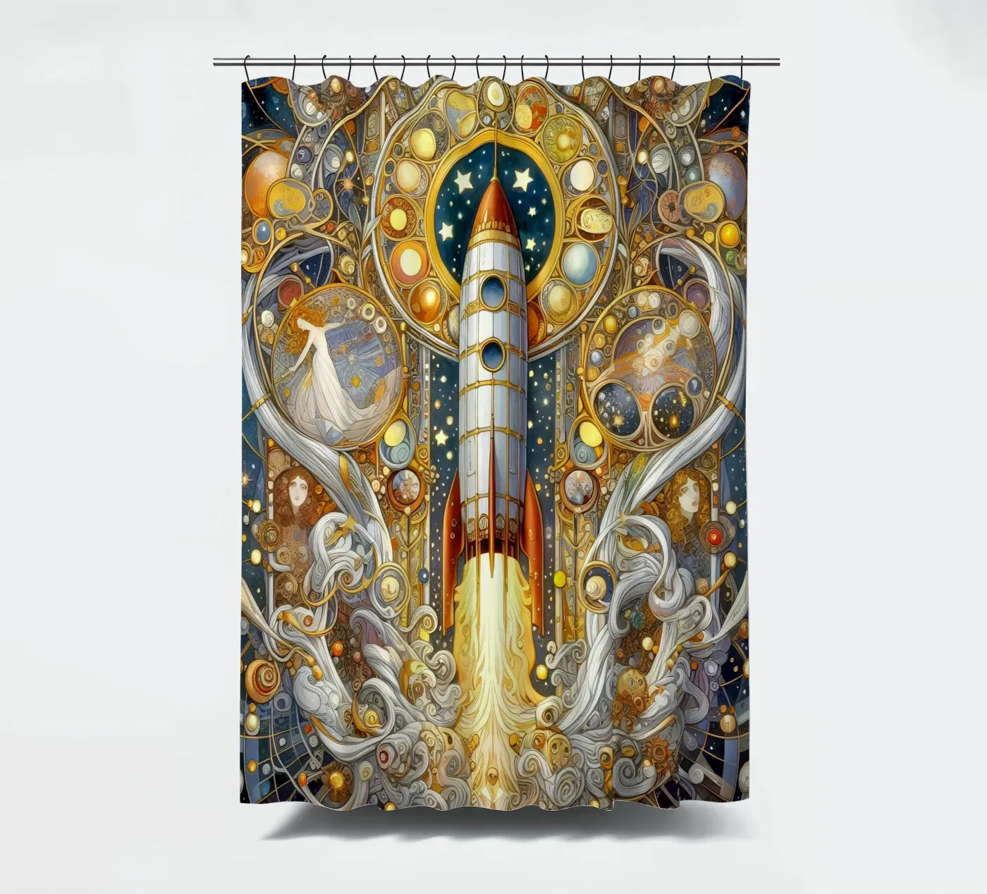 Rakete Duschvorhang von Art-Nouveau-Dsg
