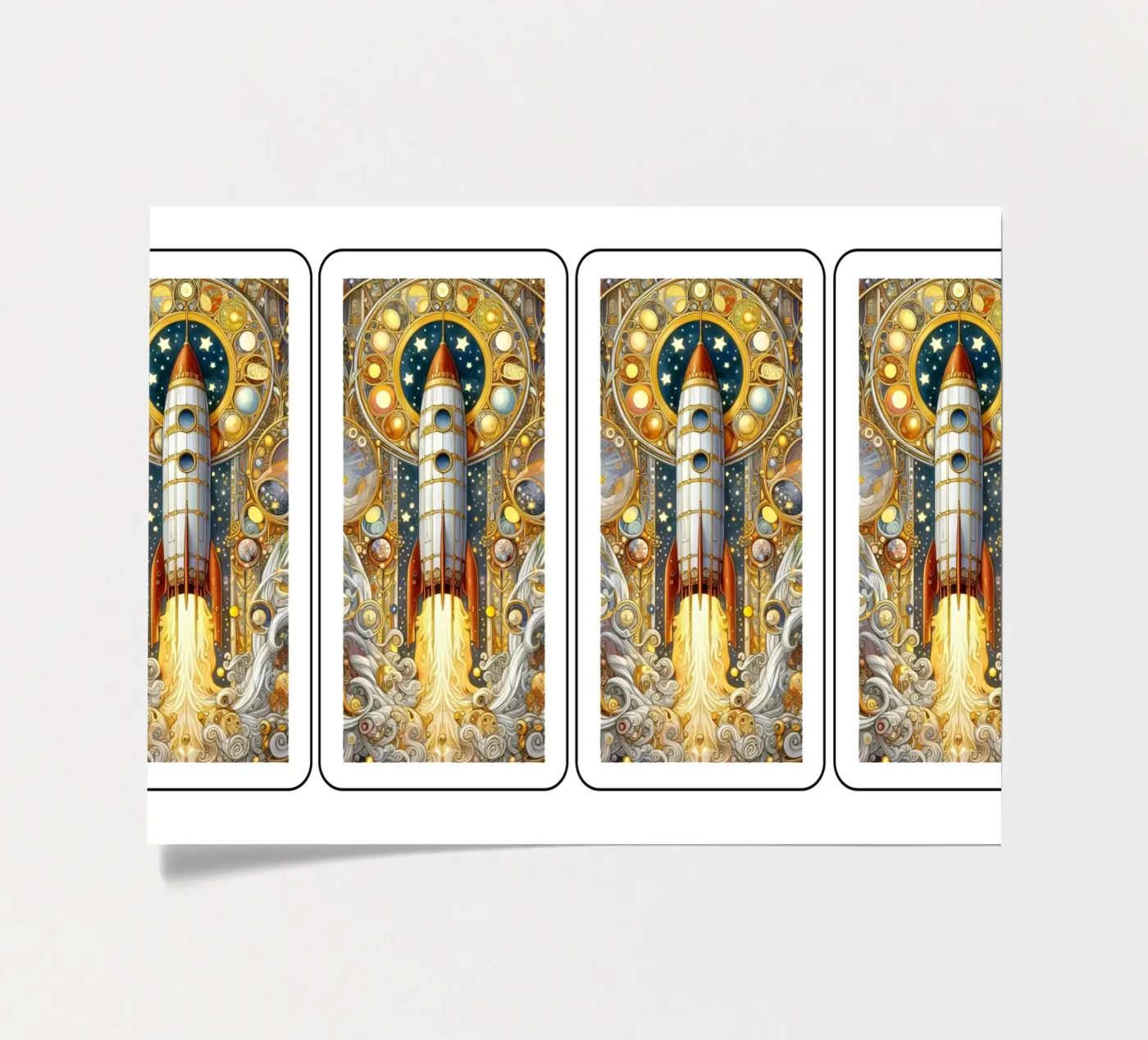 Raket stickervel van Art-Nouveau-Dsg