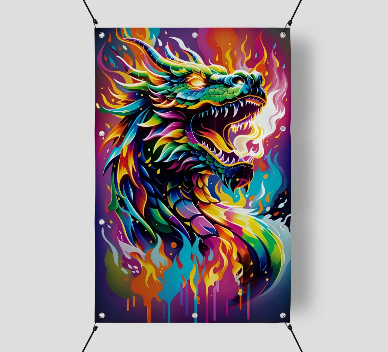 Dragon fire neon graffiti pop art bâche pvc de MakArena
