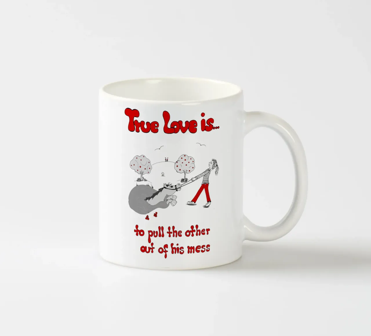 "True Love is to pull the other out of his mess" tazza in ceramica da Pferdemädchen