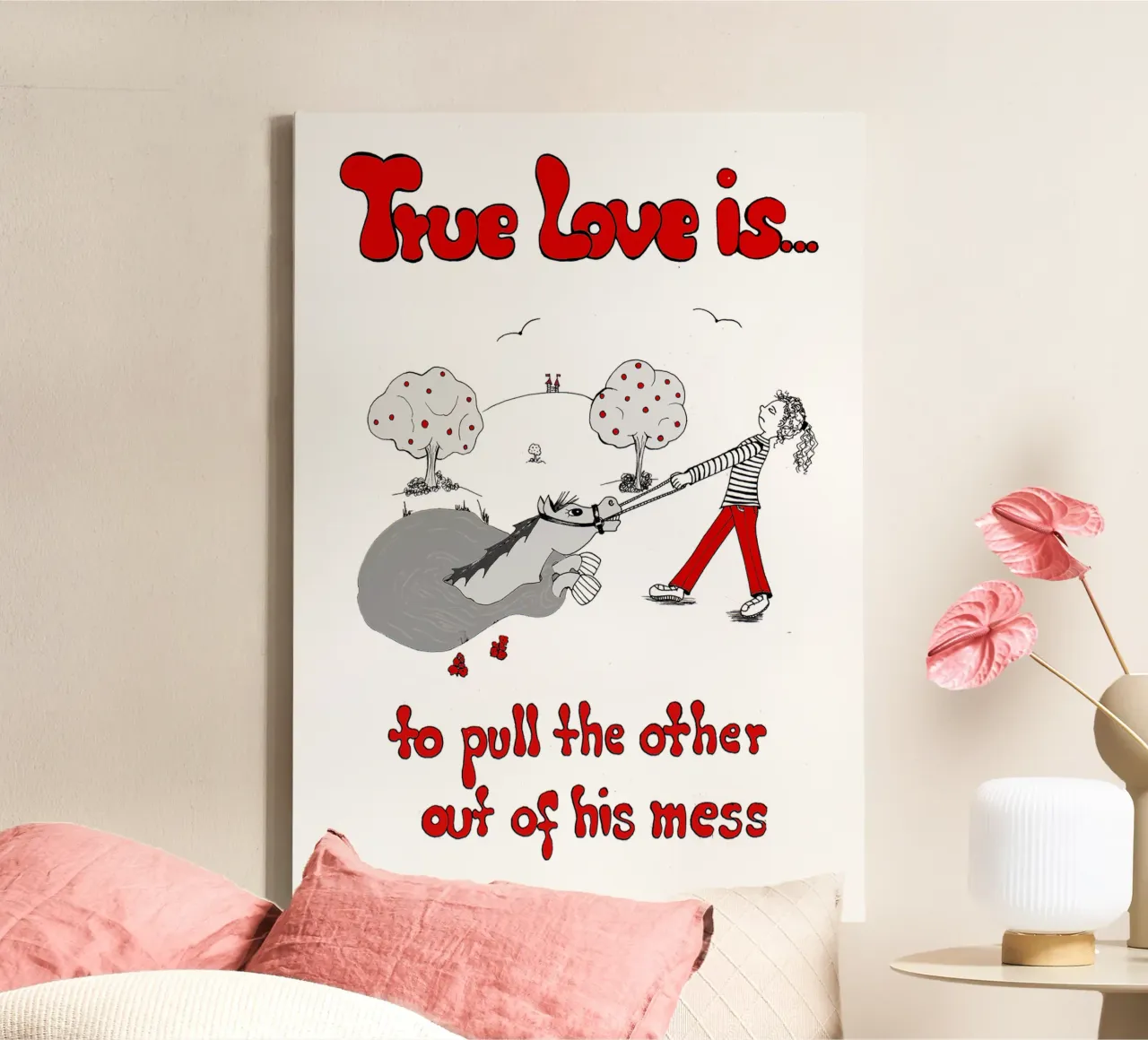 "True Love is to pull the other out of his mess" tela con Cornice a cassetta da Pferdemädchen
