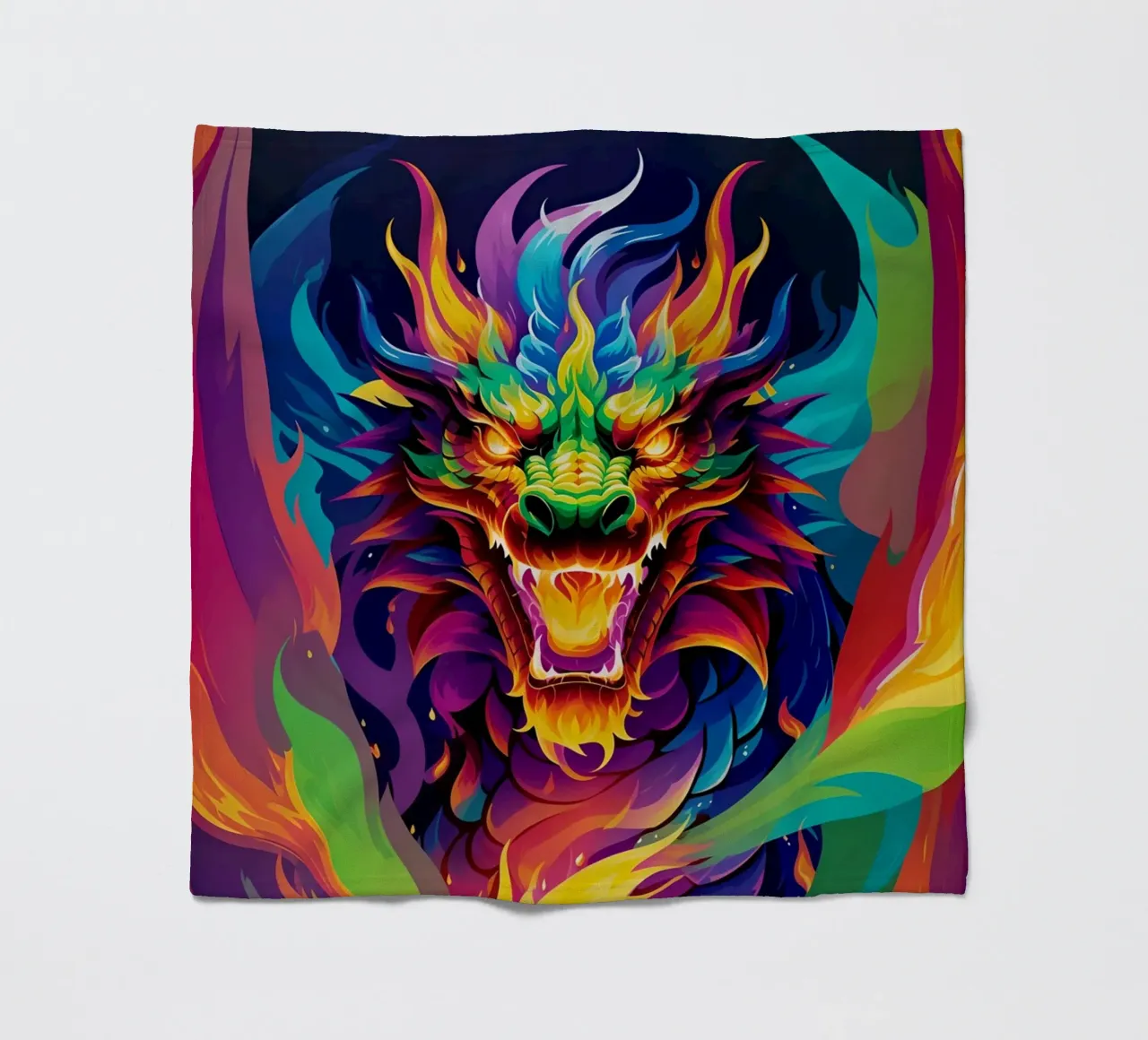 Drago di fuoco pop art al neon coperta in pile da MakArena