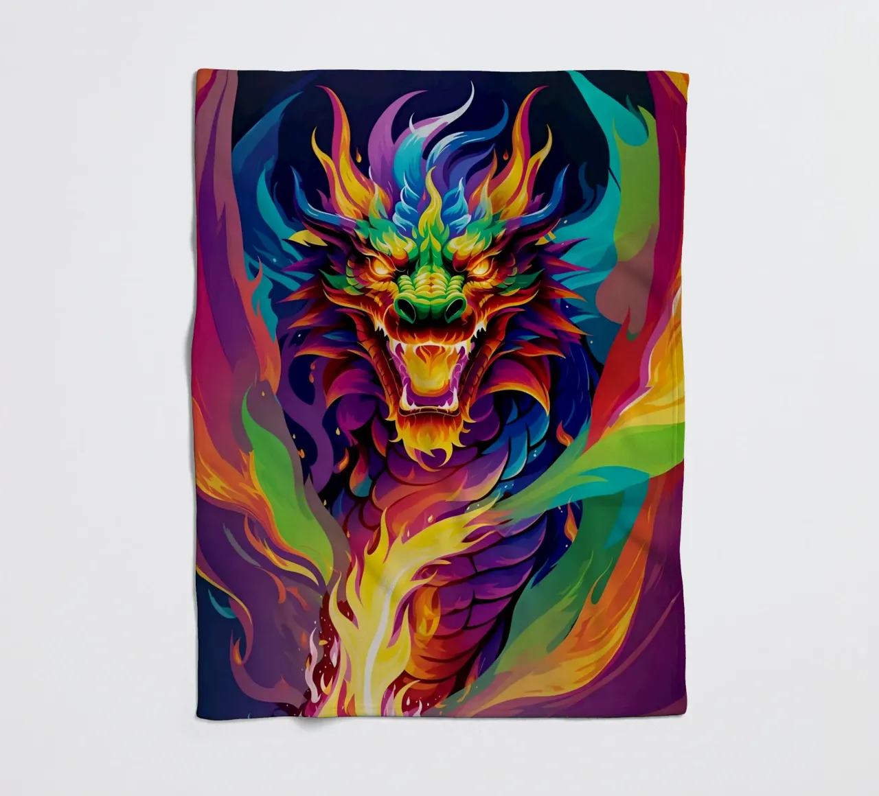 Drago di fuoco pop art al neon coperta in pile da MakArena