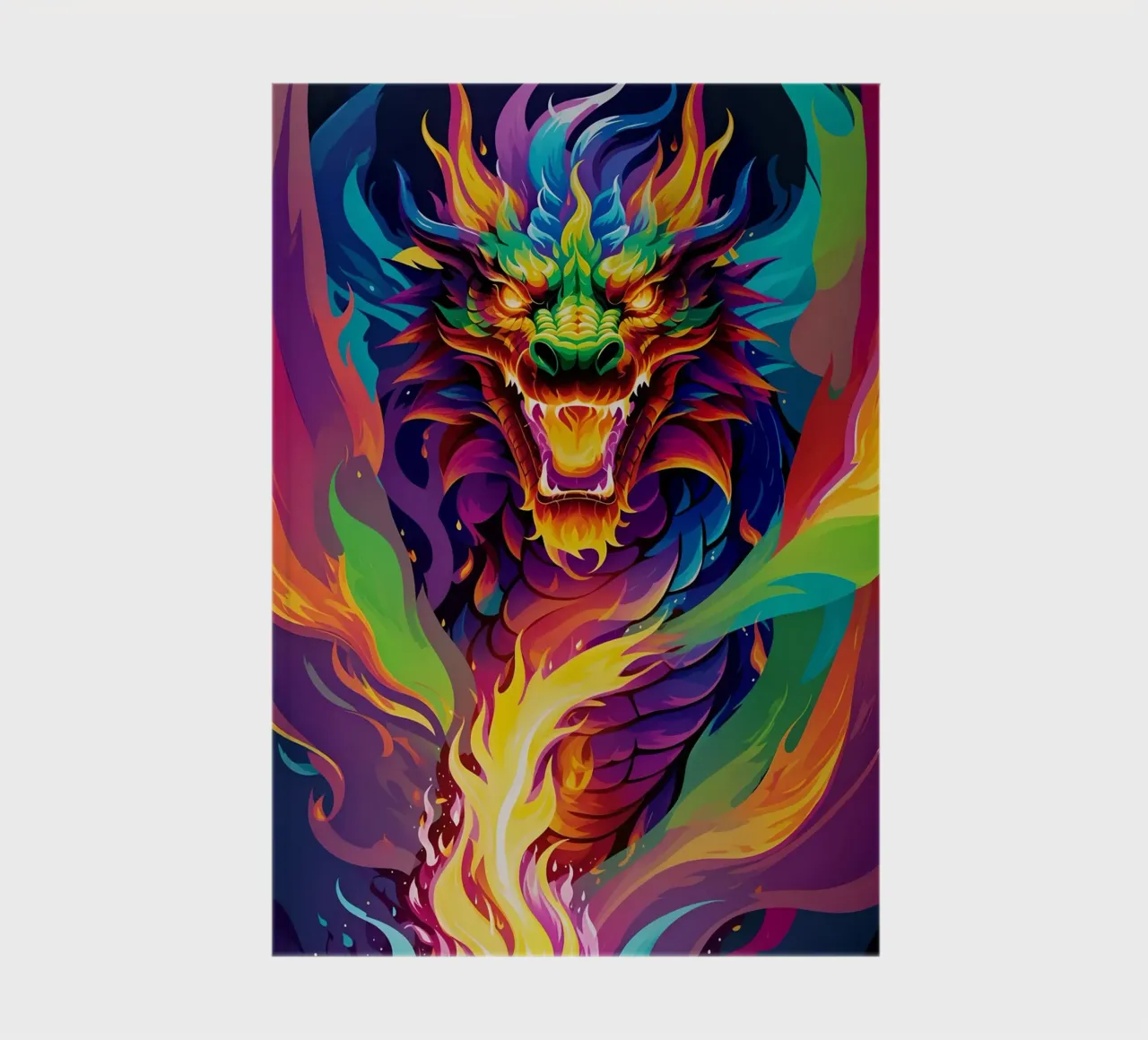 Arte pop de neón con fuego de dragón cuaderno de MakArena