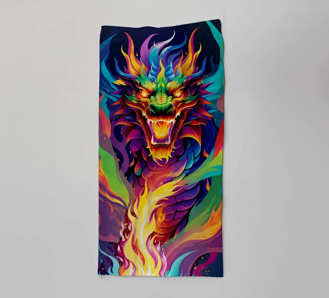 Drago di fuoco pop art al neon asciugamano da bagno da MakArena