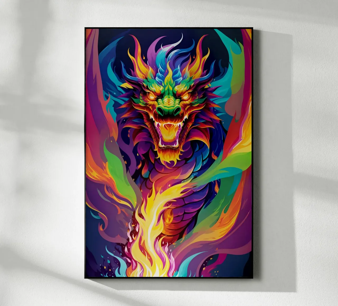 Drago di fuoco pop art al neon plexiglass da MakArena