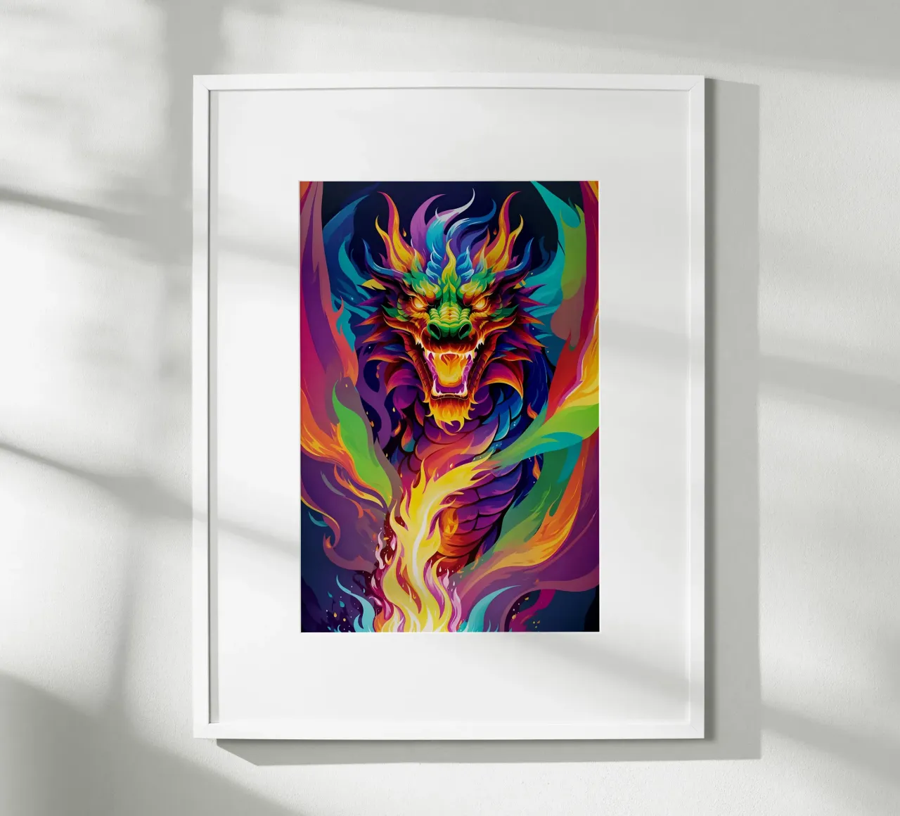 Drago di fuoco pop art al neon carta hahnemühle da MakArena